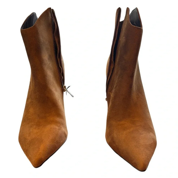 Marc Fisher Womens Cognac Brown Faux Suede Pointed Toe Ankle Boots BHFO 9787 - Picture 7 of 9